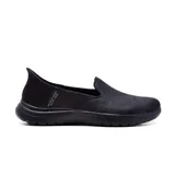 Zapato casual Skechers Slip-ins On-the-GO Flex Captivating, color negro, sin cordones, con capellada de cuero vegano, plantilla Air-Cooled Memory Foam y entresuela Ultra Go.