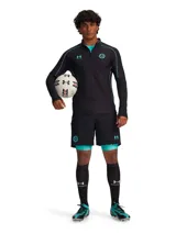 Remera deportiva Under Armour color celeste con logo de la marca y la inscripción "Mansory" en el pecho.