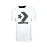 Remera blanca de algodón con estampa frontal del logo de Converse en color gris con efecto spray.