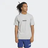 Remera gris de algodón con logo Adidas lineal en el pecho.