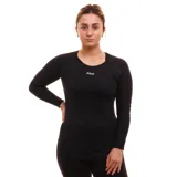 Remera deportiva Fila de manga larga, color negro con logo blanco estampado en el pecho.