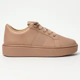 Championes urbanos Ora modelo Mataco, color beige con textura tipo piel de reptil, cordones anchos y suela plana.