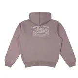 Canguro con capucha color lila con logo de la marca Rivvia Projects estampado en el pecho.