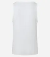 Musculosa blanca de rib con textura acanalada, escote cuadrado y breteles medianos. Confeccionada en algodón certificado BCI y elastano.