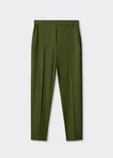 Pantalón fluido de diseño recto, con tejido suave y elástico en la parte posterior de la cintura, cuenta con dos bolsillos laterales y un cierre de cremallera invisible en el lateral.