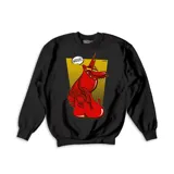 Buzo negro de algodón con estampa de un personaje rojo con cuernos y la frase "Whoops!".