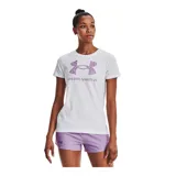 Remera deportiva Under Armour color fucsia con logo blanco estampado en el frente.