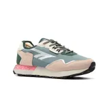 Championes deportivos Hi-Tec Blair para mujer, con capellada en tonos gris, verde, rosa y beige, cordones moteados y suela con tecnología Memory Foam.