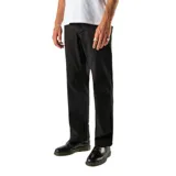 Pantalón negro de corte recto, con bolsillos laterales y traseros.