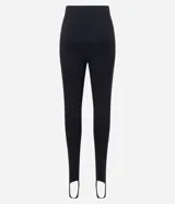 Pantalón legging negro de punto roma con cintura elástica y pies.