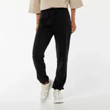 Pantalón de jogging negro con cintura elástica y cordón ajustable.