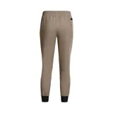 Pantalón de chándal negro Under Armour Unstoppable para mujer, con cintura elástica, corte ajustado y tejido repelente al agua de secado rápido.