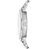 Reloj Emporio Armani modelo Ruggero con caja de acero plateado de 43mm y esfera negra con indicadores plateados. La correa es de acero inoxidable plateado. Resistente a salpicaduras (3 ATM).