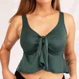 Top de baño sin aro, color verde con nudo en el centro, confeccionado con fibra LYCRA® XTRA LIFE™.