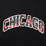 Pantalón de jogging negro con cintura elástica y cordón ajustable. Presenta estampados con logos de equipos de la NBA en ambas piernas.