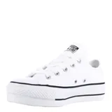 Championes urbanos Converse All Star Chuck Taylor Lift, color blanco con plataforma y detalles en negro.