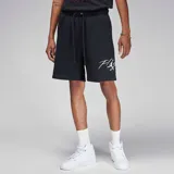 Short deportivo negro de corte regular, con cintura elástica ajustable con cordón y logo Flight estampado en blanco en la pierna izquierda.