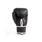 Guantes de boxeo Everlast Core negros con detalles en blanco, diseñados para entrenamiento y sparring.