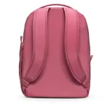 Mochila Nike Aura unisex color rosado, con logo plateado y bolsillo frontal con cierre.