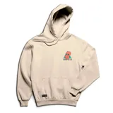 Canguro color crema con capucha y cordones ajustables. Estampado en el pecho de Zoidberg, personaje de la serie Futurama, y texto "Decapod 10".