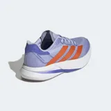 Championes de running Adidas Duramo Speed 2, color lila con detalles en naranja y blanco.