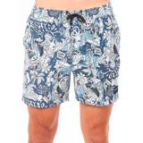 Short de baño Rusty Zaske con estampado de estilo doodle en tonos azul y blanco.