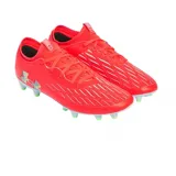Championes de fútbol Under Armour Magnetico Select 4 FG color naranja con detalles en celeste y verde.