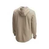 Buzo Under Armour Rival Terry de hombre, color beige, con capucha ajustable con cordones, logo estampado en el pecho y bolsillo tipo canguro.