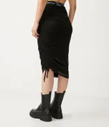 Pollera midi negra de tul con cintura elástica con la inscripción "Sugar High" y ajuste frontal con cordones.