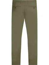 Pantalón chino color verde oliva, de corte slim fit y pierna recta.