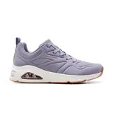 Championes Skechers Street Tres-Air Uno color lila, con capellada de cuero sintético texturizado, cordones, plantilla Air-Cooled Memory Foam y entresuela con cámara de aire visible Skech-Air.