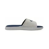 Chinelas Mormaii Quiver Pro Slide para hombre, con base azul marino y tira ancha superior blanca con logo de la marca en azul.