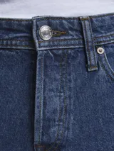 Jean de hombre Jack & Jones, modelo Mike Original, de corte tapered y tiro medio. Confeccionado en tejido de sarga de algodón con acabado stonewash.