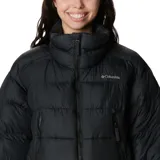 Campera puffer cropped Columbia Pike Lake II, color celeste, rosa y naranja. Cuenta con tecnología térmica reflectante Omni-Heat™, aislamiento de poliéster 100 % reciclado, puños con forro de jersey, protector de mentón, cremallera central delantera de doble dirección, bolsillo interior de seguridad, bolsillos laterales con cremallera, puños elásticos, dobladillo ajustable con ceñidor y tratamiento duradero repelente al agua sin PFC.