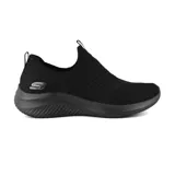 Championes Skechers Ultra Flex 3.0, color negro, sin cordones, con capellada de tejido knit elástico, plantilla Air-Cooled Memory Foam y suela flexible.