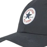 Gorra negra de algodón con visera curva y logo Converse All Star bordado en el frente.