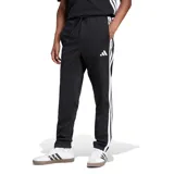 Pantalón deportivo Adidas negro con tres rayas blancas a los costados y logo blanco en el muslo.