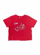 Remera color beige con estampado de la ciudad de Venecia en color celeste.