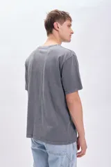 Remera gris de corte oversize con cuello redondo y mangas cortas. Estampado frontal con la frase "Take the Journey".