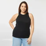 Musculosa negra de algodón con sisas amplias.