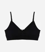 Soutien negro sin costuras, con relleno removible y tirantes finos.
