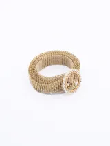 Cinto dorado con hebilla redonda con strass.