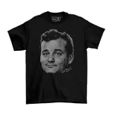 Remera negra de algodón con estampado de la cara de Bill Murray.