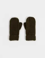 Guantes de lana color verde musgo, con puño acanalado.