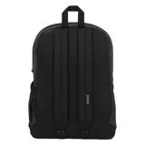 Mochila Jansport Right Pack negra con estampado de calaveras, murciélagos y estrellas en azul.