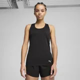 Musculosa deportiva Puma ESS Racerback, color negro con logo estampado en blanco en el frente.