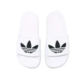 Ojotas Adidas Adilette Lite blancas con logo negro.