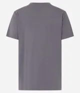 Blusa básica de algodón color tostado, de manga corta con dobladillo y nudo frontal.