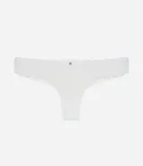 Bombacha bikini de algodón bordado color blanco, con recorte hilo doble y aplicación de medalla.