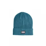 Gorro de lana Puma modelo Ribbed Classic Cuff Beanie, color azul petróleo, con logo de la marca en etiqueta tejida en el frente.